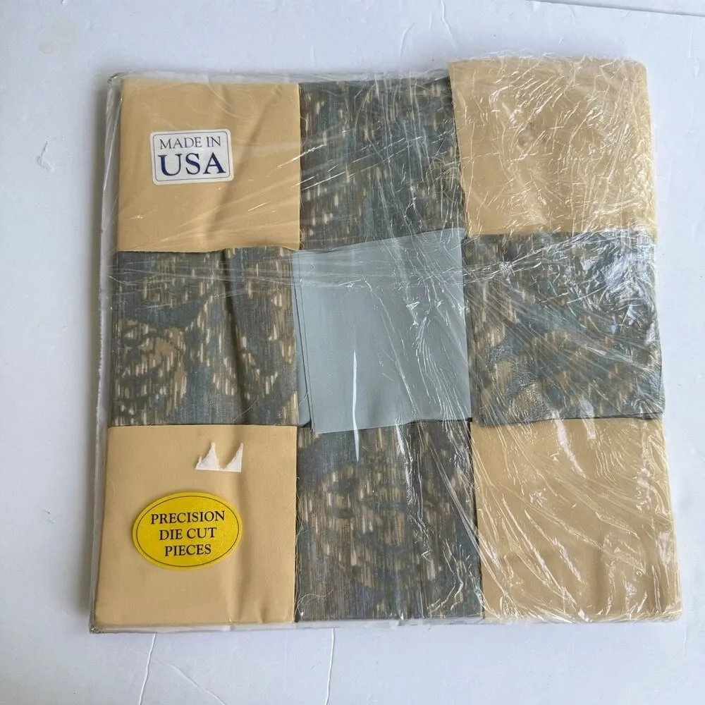 Vtg Quilt King Kit NINE PATCH Yellow Green 202 Country Patchwork 378 Die-Cut Pcs